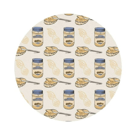

Salouo Peanuts Print Round Coaster Drink Coasters Leather Bar Beer Beverage Coasters for Drinks Set of 4 for Tabletop Protection Coffee Table Decor