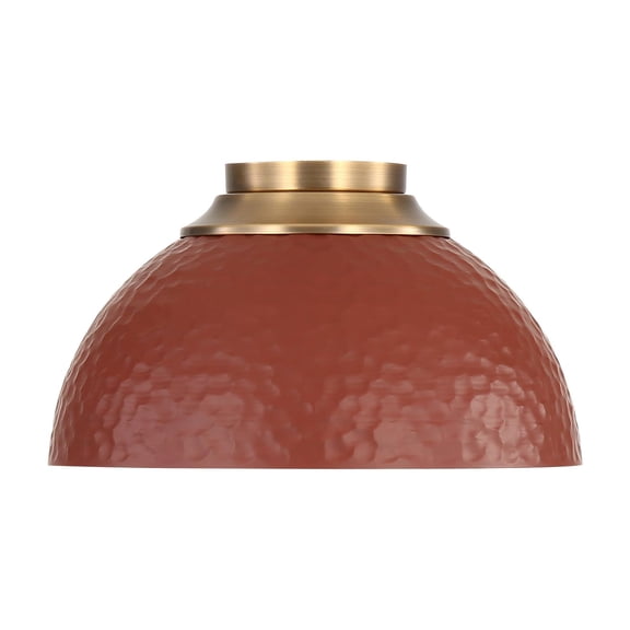Golden Lighting Shepard 3-light Flush Mount in Modern Brass and Russet Clay shade