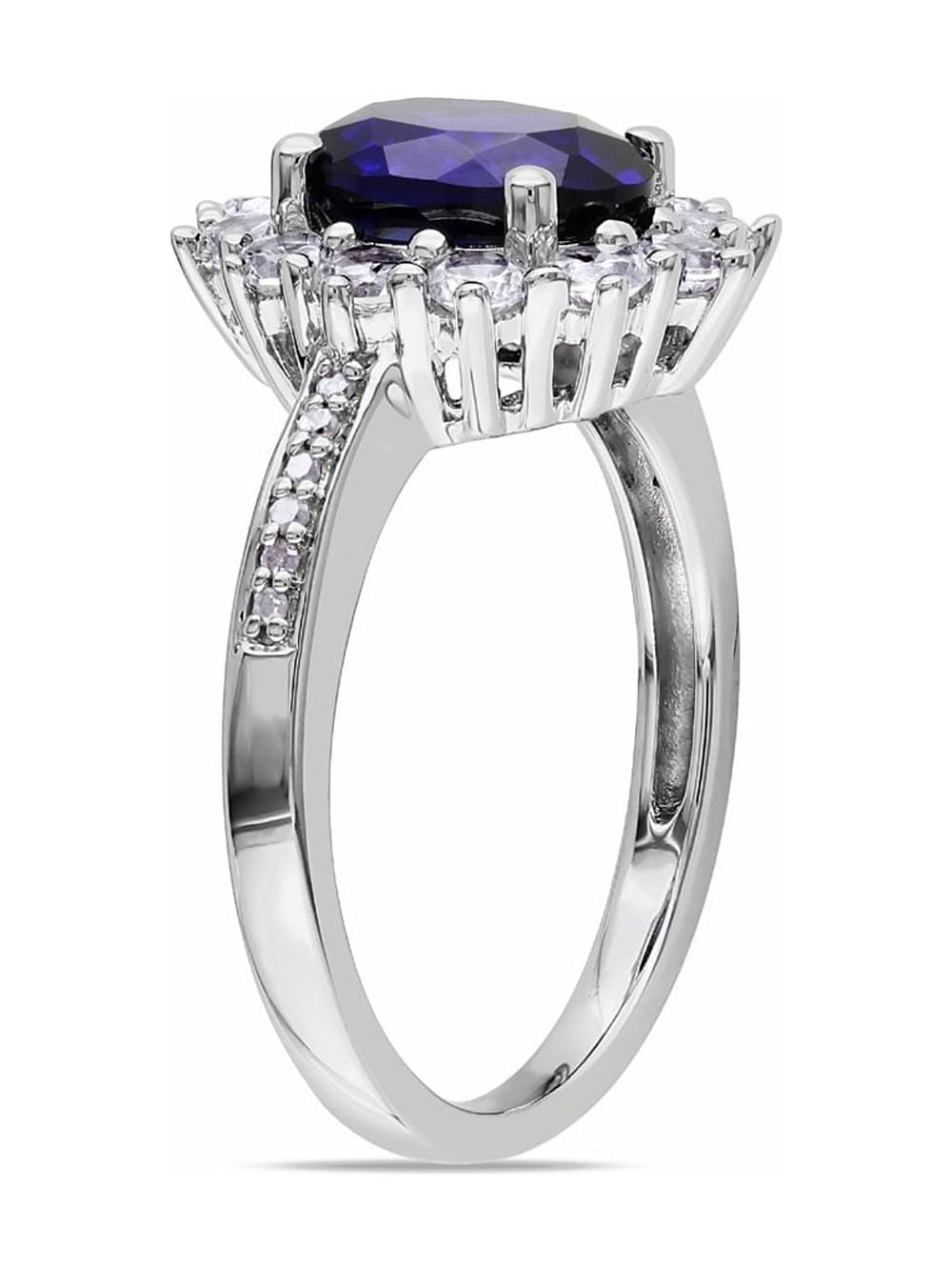3.90 Carat (Ctw) Lab-Created Blue & White Sapphire Ring in Sterling Silver for Women