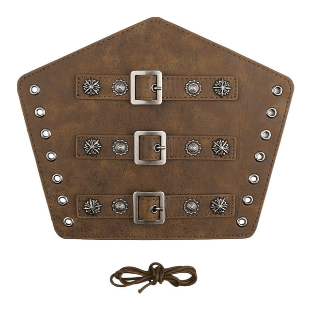 Guantes y muñequeras de cuero sintético para caballero, estilo steampunk, medievales Cuerda Marrón