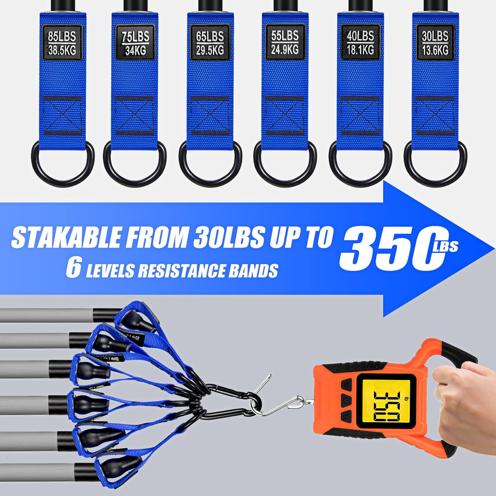 Heavy Resistance Bands for Working Out, 350lbs/450lbs Exercise Bands with Handles, Workout Bands Set for Men, Fitness Weight Bands for Muscle Strength Training,Stretching,Slim,Home Gym Equipment
