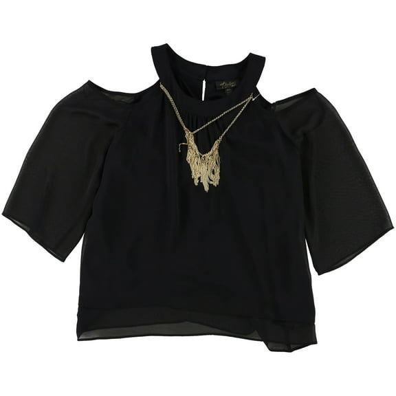 Thalia Sodi Womens Cold Shoulder Knit Blouse, Black, Medium