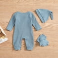 thumbnail image 4 of LIUJUNSHOP Baby Boy Romper Coming Home Outfits Letter Print Bodysuit Jumpsuit+Hat+Gloves 3PCS Clothes Set Blue 3-6 Months, 4 of 5