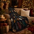 thumbnail image 3 of Electric Guitar Collection on Black Background, Energetic Retro Music Pattern for Guitar Lovers, Birthday Gift, Cozy Flannel Blanket for Game Room and Dorm, Retro Home Decor, 3 of 9