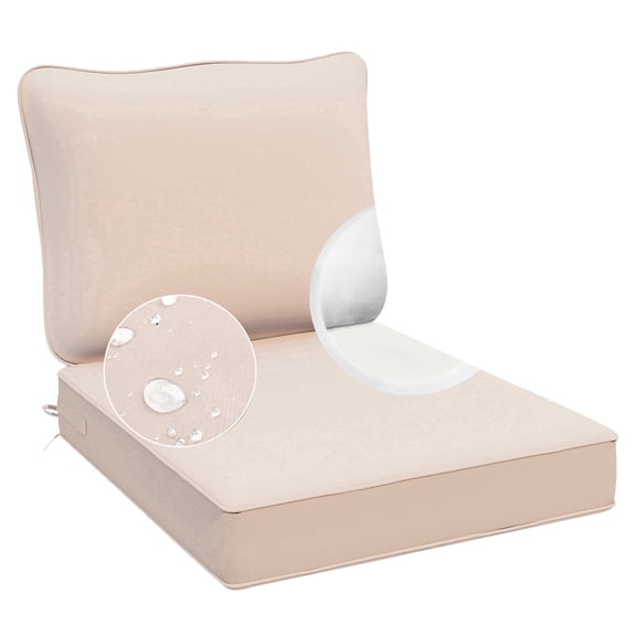 23.5x25.5 Waterproof Outdoor Deep Seat Cushion for Patio Furniture Cushion Replacement, Peachy Tan