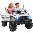 thumbnail image 1 of Aosom 2-Seater Kids Ride-On Car 12V RC 2-Seater Police Truck Electric Car For Kids with Full LED Lights, MP3, Parental Remote Control (White), 1 of 10