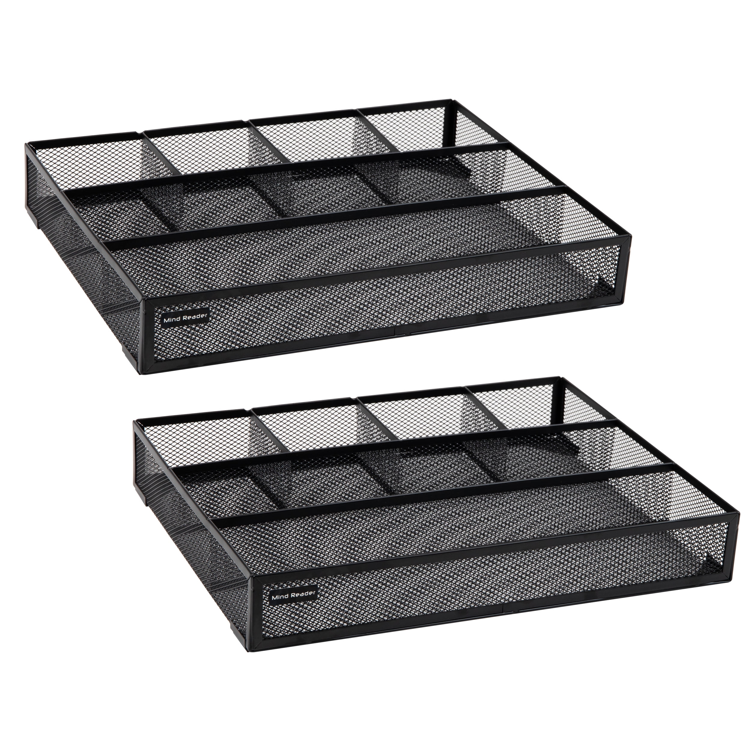 Mind Reader Drawer Organizer, Utensil Organizer, Office, Kitchen, Metal, Set of 2, Black