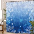 thumbnail image 4 of Blue Snowflake Snow Bathroom Shower Curtain 71W by 71H Inch Winter Christmas Xmas Holiday New Year Ombre Polyester Fabric 12 Plastic Hooks Waterproof Decor, 4 of 6
