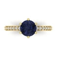 thumbnail image 2 of 1.71ct round cut blue sapphire 18k yellow gold Bridal Wedding Engagement Promise Anniversary Ring for Women size 4, 2 of 7