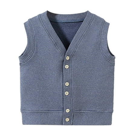 

Toddler Boys Girls Cute Coat Winter Sleeveless Warm Striped Prints Fall Jackets For Boys Girls Size 18-24 Months