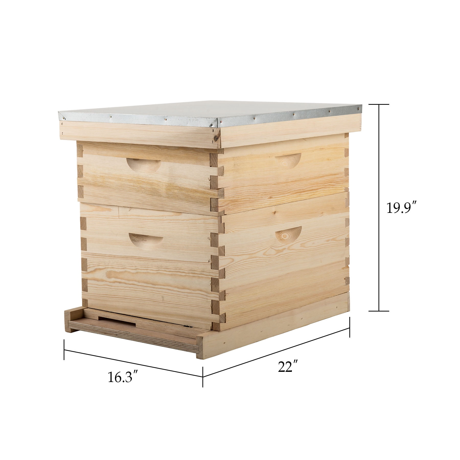 2-Layer 20-Frame Langstroth Hive Frame/Bee Hive Frame/Beehive Frames w/ Metal Roof for Beekeeping