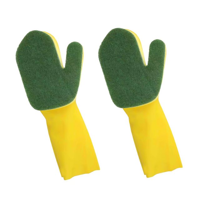 Limpieza Mano Derecha Látex Multifuncional Hogar Reutilizable Con Esponja Almohadilla De Palma Para Plato Lavado De Coches Hogar Cocina Jardín Oficina 2 Uds Guante Eigraketly HA025821-03