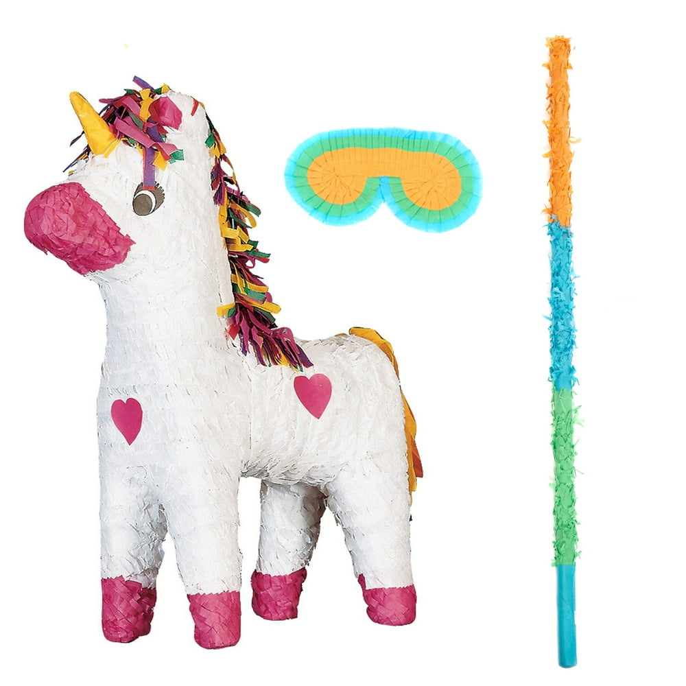 Unicorn Party Supplies Pinata with Eye Mask and Buster - Walmart.com ...