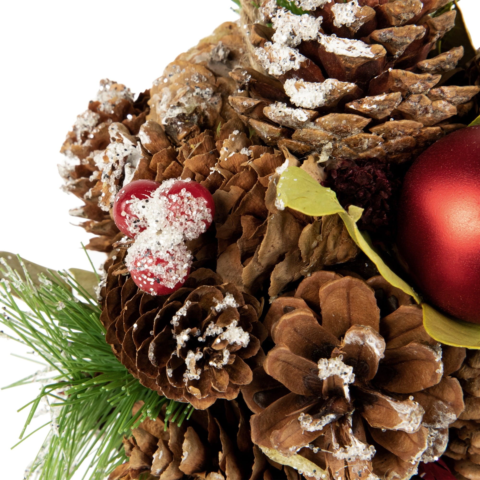 Northlight 5.5" Red Ornament Pinecone and Mixed Foliage Hanging Christmas Ball Ornament