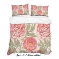 thumbnail image 2 of 3D Rosa Peonía Floral Funda de edredón Juego de ropa de cama Fundas de almohada 08, 2 of 2