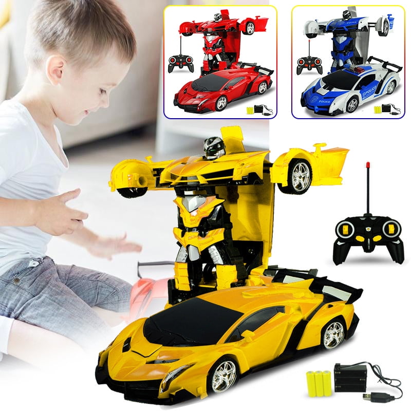 Pack of 2 RC Transform Car Robot,RC Car Robot,Deformation Car Toy,Race Car Radio Control Toys for Kids Each with Different Frequencies Both Can Race Together 