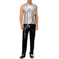 thumbnail image 2 of INSPIRE CHIC Metallic Tank Tops for Men's Holographic Sleeveless T-Shirt Disco Party Shiny Vest M Silver, 2 of 5