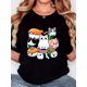 thumbnail image 1 of Women'S T-Shirt, "Nine Sushi Cats" Print, Retro Minimalist Fashion, Round Neck, Casual Comfort, Sports Short Sleeve T-Shirt, 1 of 7