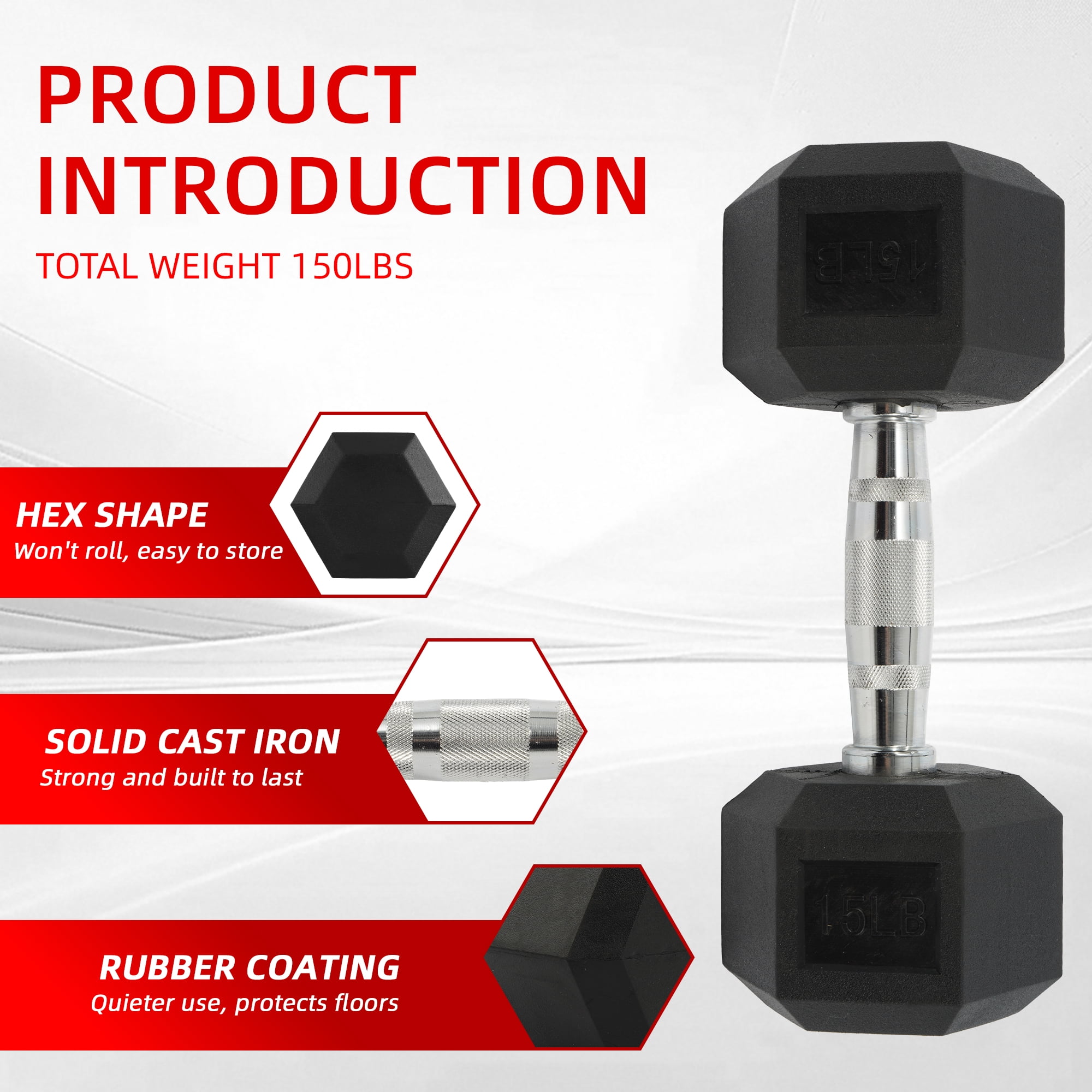 BalanceFrom 150 LB Dumbbell Set, Pair of 5, 10, 15, 20, 25 LBs, Multiple Packages