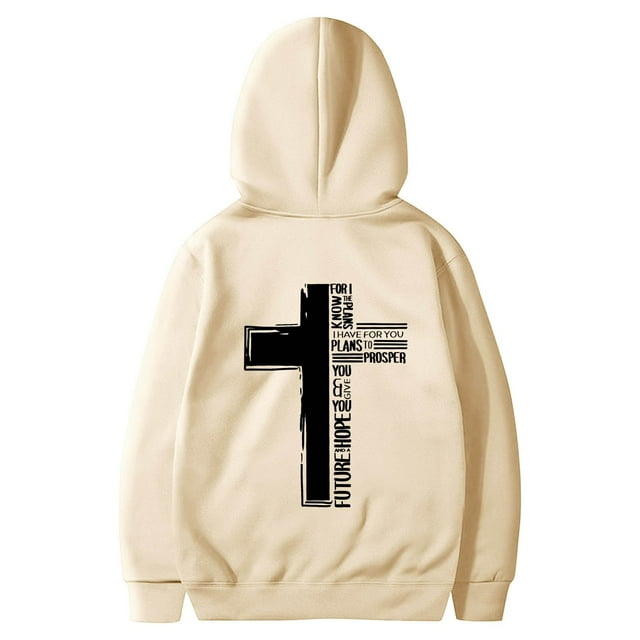 Wyzesi Oversized Sweatshirts Plus Size Male Long Sleeve Hooded Sweatshirt Solid Color Back Print Sweatshirt