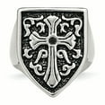 thumbnail image 4 of Stainless Steel Cross with Black Diamond Antiqued Shield Ring 11 Size, 4 of 7