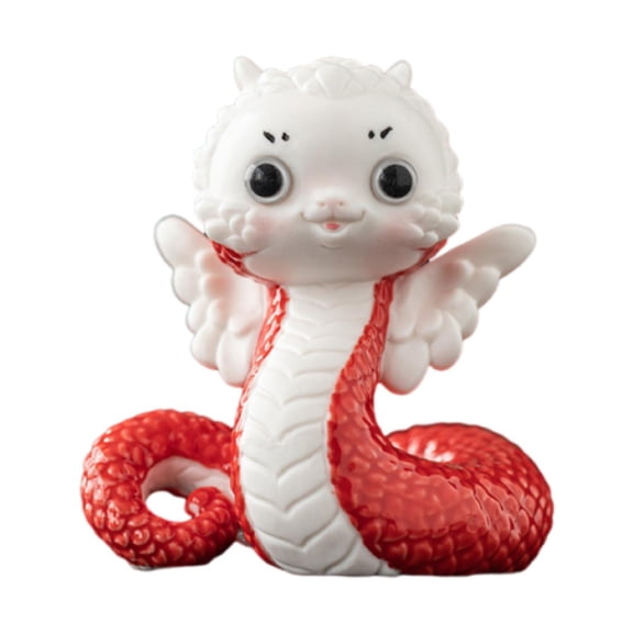WLPZXP 2025 Spring Festival Ceramic Snake Statue Decorative Lovely 8.5x7.5x10.2cm Shelf Red