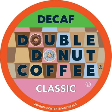 Double Donut Classic Decaf Coffee Pod, Medium Roast, 24 Count for Keurig K Cup Machines