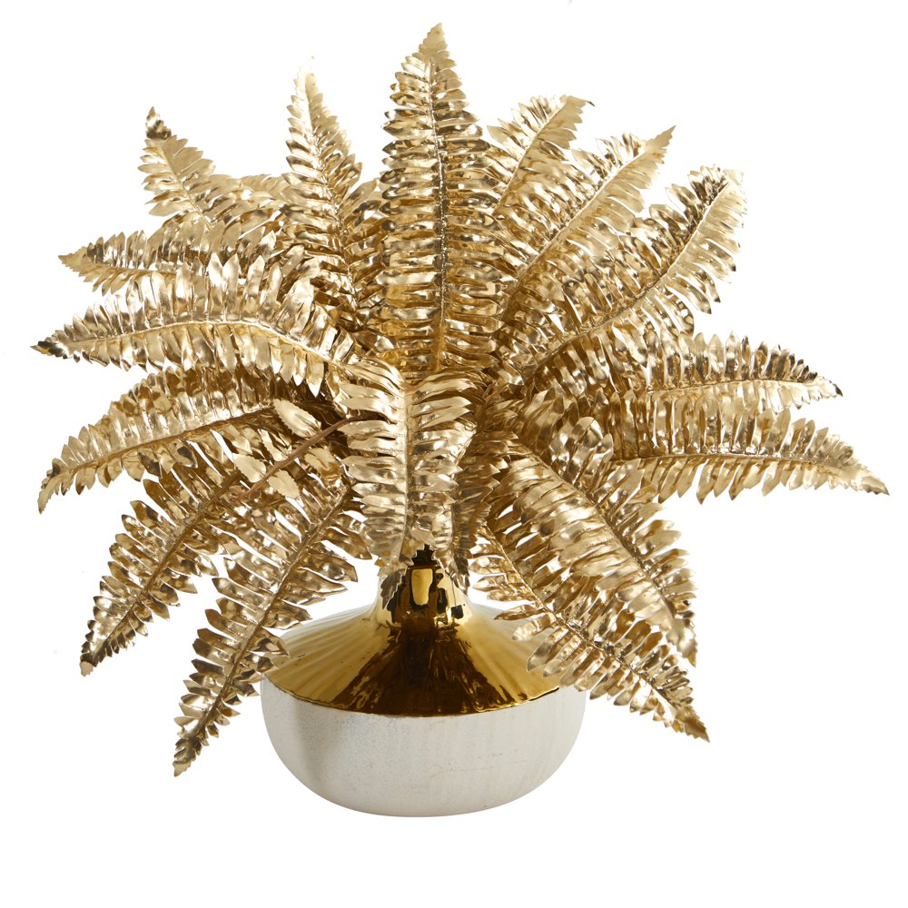 Nearly Natural 13in. Golden Boston Fern Artificial Plant in Gold and