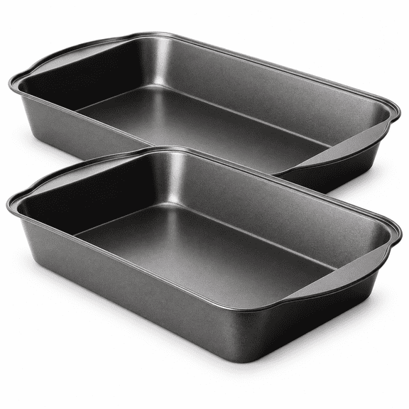 Katbite 2-Piece Nonstick Baking Pans Set, Carbon Steel Bakeware Set, 9.13 x 14.33 x 2.08 Inch Rectangular Oven Pans for Baking, Roasting