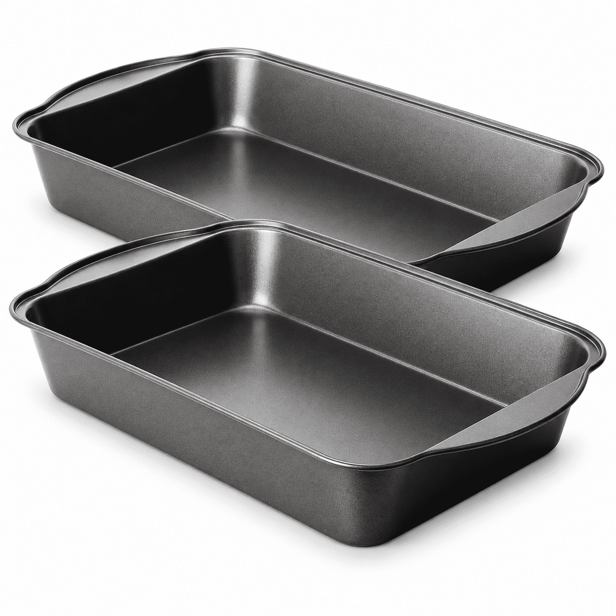 Katbite 2-Piece Nonstick Baking Pans Set, Carbon Steel Bakeware Set, 9.13 x 14.33 x 2.08 Inch Rectangular Oven Pans for Baking, Roasting