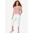 thumbnail image 3 of ellos Women's Plus Size Rounded V-Neck Tee - 2X, Ivory Navy Stripe, 3 of 4