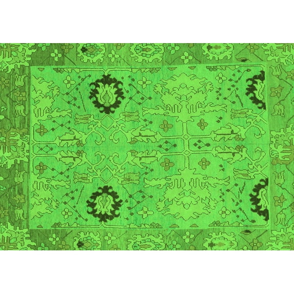 Ahgly Company Indoor Rectangle Oriental Green Traditional Area Rugs, 4' x 6'