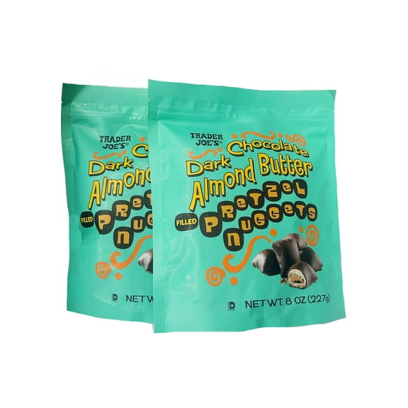 2-Pack Trader Joe's Dark Chocolate Almond Butter Filled Pretzel Nuggets, 8 oz Bags
