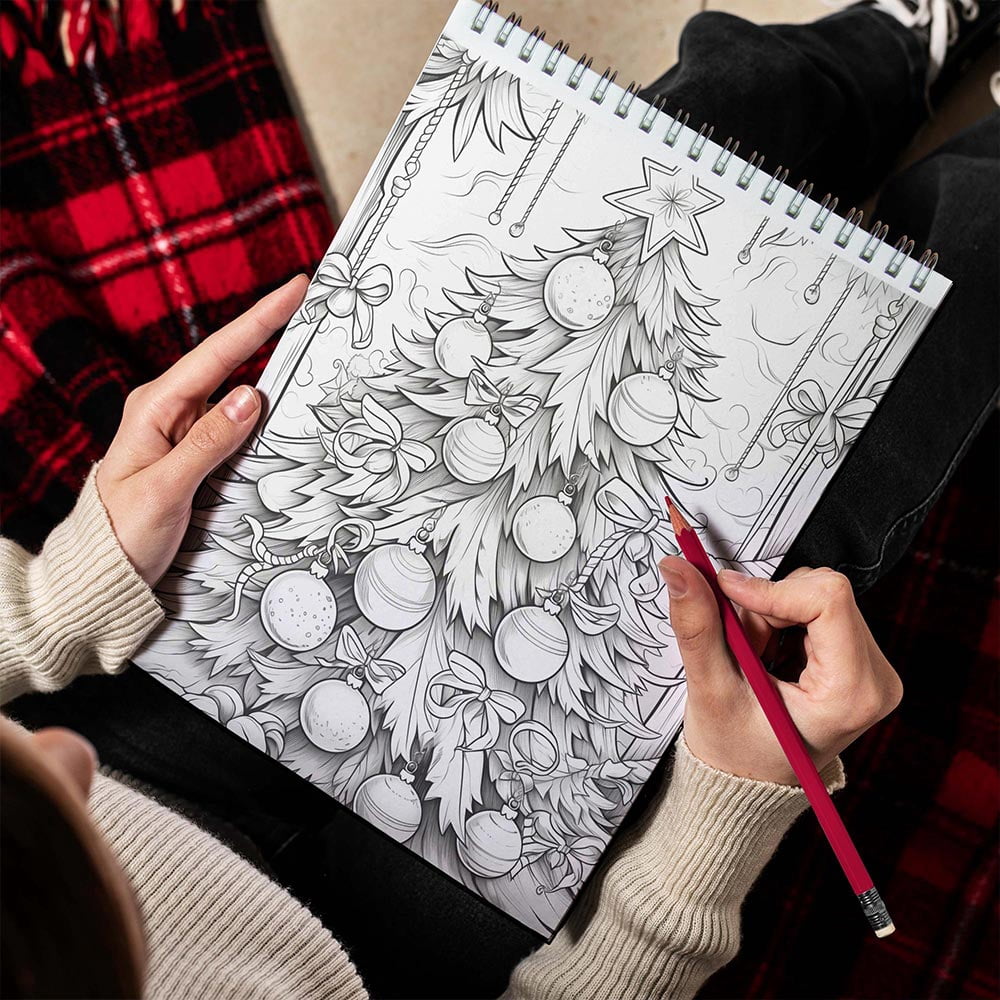 LBKHOUSE Large Print Christmas Coloring Book Spiral Bound for Adults, Premium Cover