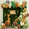 thumbnail image 2 of Kit de arco de guirnalda de globos con diseño de animales de safari en la jungla para fiesta de cumpleaños, diseño de ciervo, decoración para baby shower de niño, globos de látex, suministros, 2 of 5
