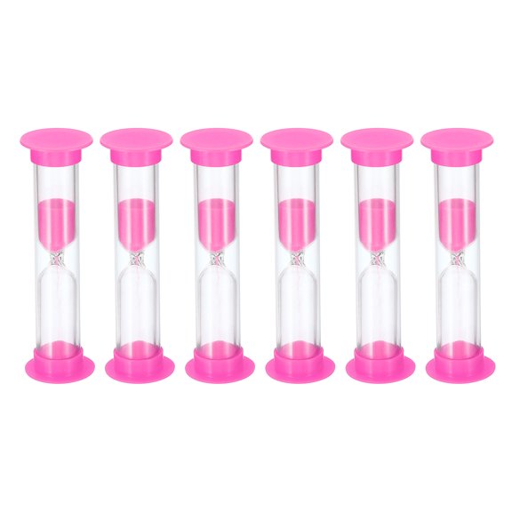 Uxcell 2 Minute Sand Timer, 6pack Small Sandy Clock, Count Down Sand Glass Pink