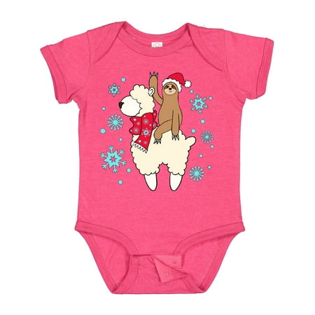 

Inktastic Christmas Cute Sloth and Llama Gift Baby Boy or Baby Girl Bodysuit