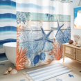 thumbnail image 5 of No Hook Shower Curtain, Teal Blue Coastal Shower Curtains for Bathroom with See Through Top Window, Starfish Coral Shell Wooden Summer Ocean Waterproof & Washable Bath Curtain Long 72"x78", 5 of 9