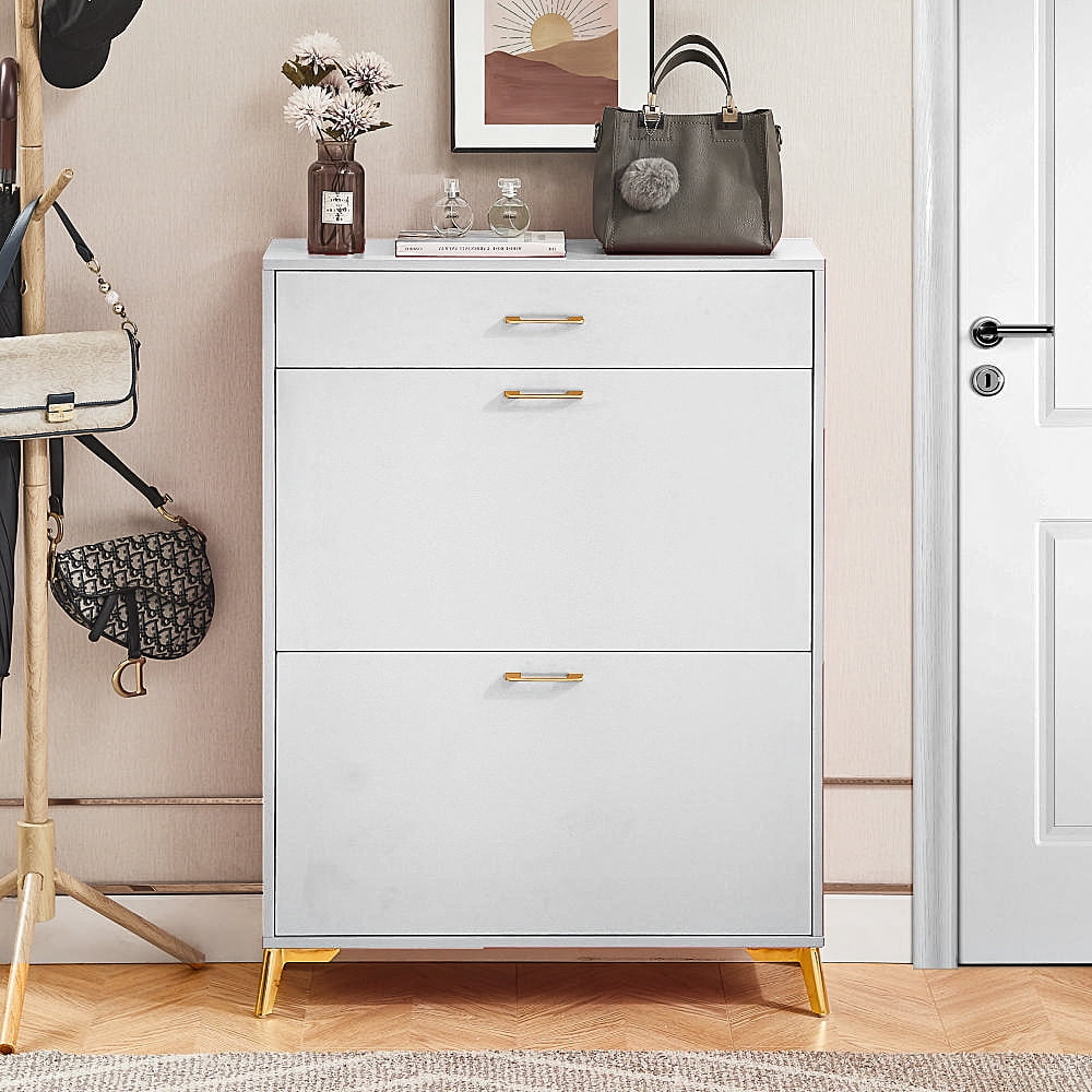 Shoe Cabinet with 2 Flip Drawers, Narrow Shoe Storage Cabinet