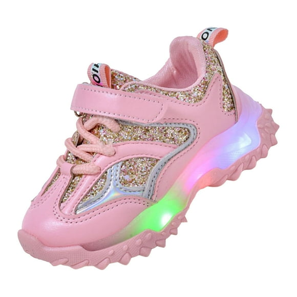 Splozh Little Kids Light Up Shoes Spring Non Slip Soft Sole Baby Toddler LED Flashing Lights Shoes Boys Girls Kids Sports Shoes Pink,3.5-4 Years