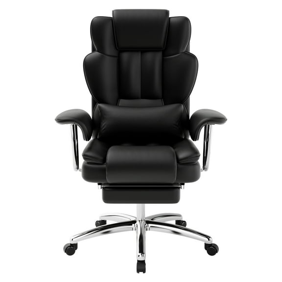 Bananova Big and Tall Office Chair 400LBS, 160° High Back Reclining Office Desk Chair with Wide Seat, Arms, Footrest, Black