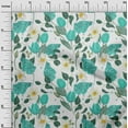 thumbnail image 2 of oneOone Cotton Poplin Twill Turquoise Green Fabric Leaves & Tulip Floral Quilting Supplies Print Sewing Fabric By The Yard 56 Inch Wide, 2 of 2