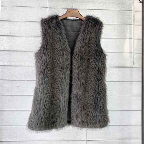 Jackets For Women Casual Autumn Winter Sleeveless Faux Fur Vest Coat Faux Fox Fur Jacket Outwear Winter Waistcoat Casual Faux Fur Vest