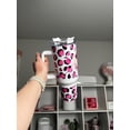 thumbnail image 2 of YARNIX Cow Print 40oz Tumbler - Funny Quencher for All Occasions, White - Clear lid, 2 of 9