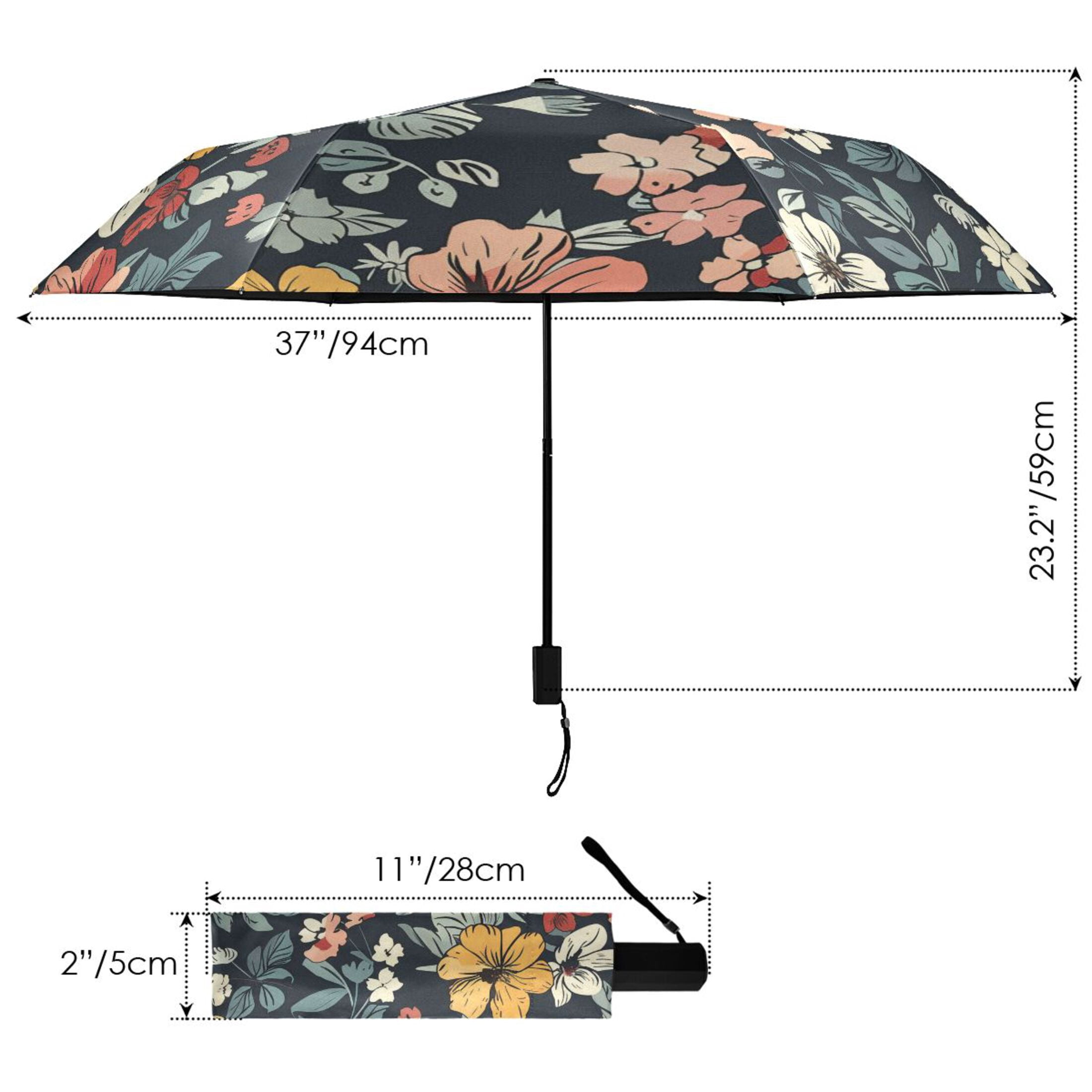 ALAZA Ethnic Flowers Paint UPF 50+ Compact Folding Umbrella for Rain Travel Umbrella Packable