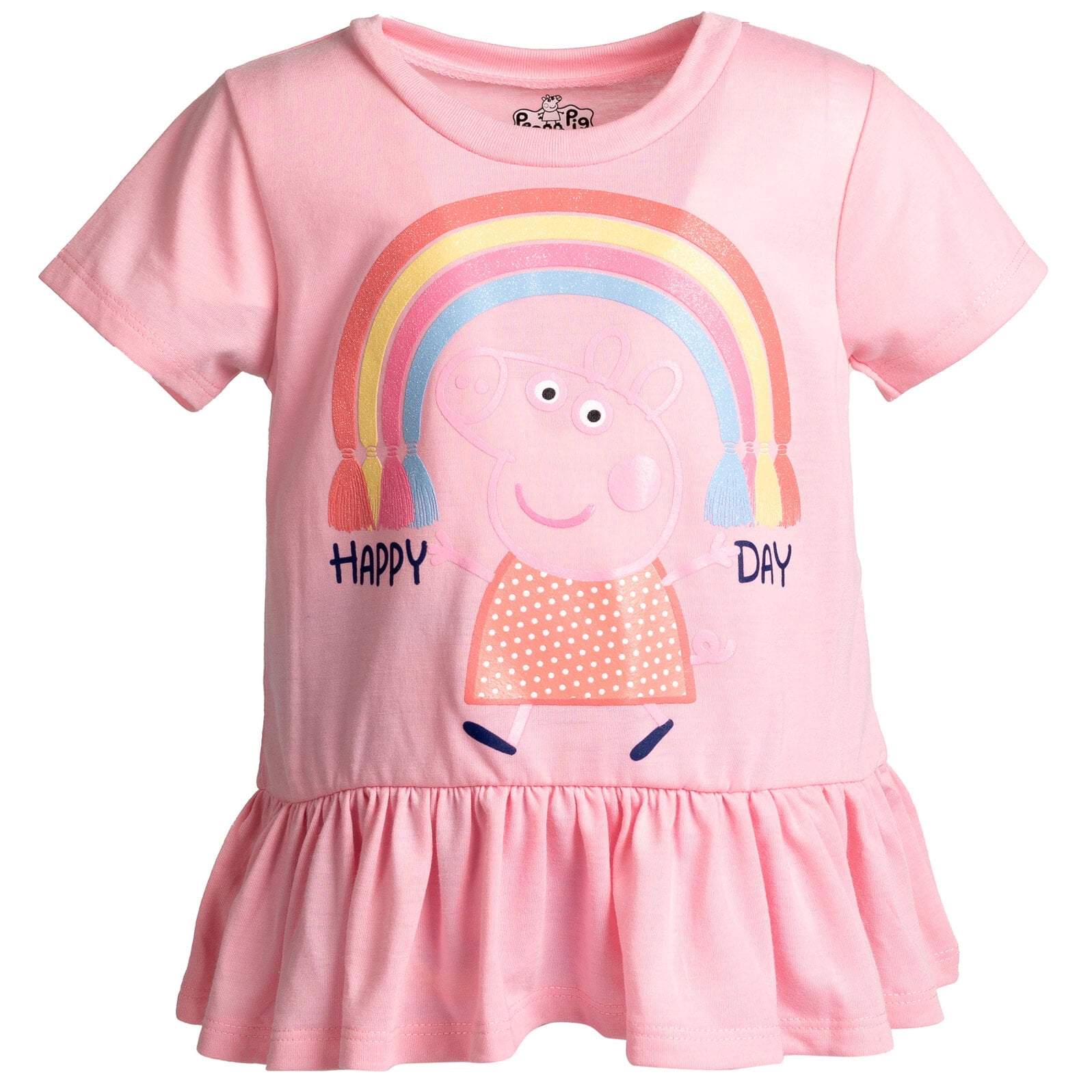 Peppa Pig Toddler Girls Peplum T-Shirt and Leggings Outfit Set Toddler to Little Kid