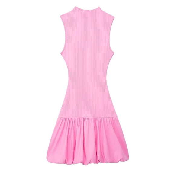 Nuoqisi Women Summer Tank Dresses Sleeveless Crew Neck Casual Bodycon Mini Dress with Ruffle Hem 2026