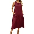 thumbnail image 7 of Meichang Womens Summer Dresses Sleeveless Crew Neck Midi Dress Casual Solid Loose Fit Beach Sundresses 2025 Long Dress with Pockets, 7 of 7