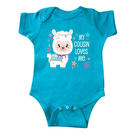 

Inktastic My Cousin Loves Me- cute and happy llama Gift Baby Boy or Baby Girl Bodysuit