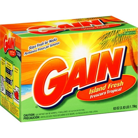 Gain Powder Laundry Detergent, Island Fresh, 63 oz